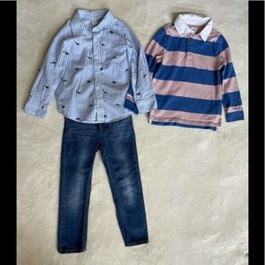 Boys Old Navy button up long sleeve polo and jeans
